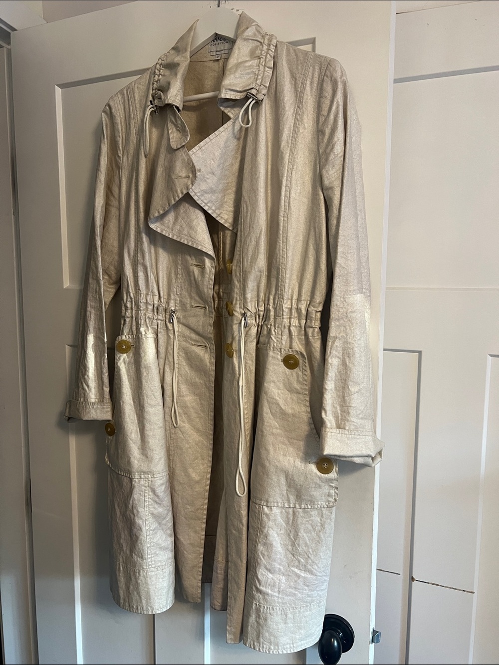 Armani Collezioni Light Beige Drawstring Trench Coat - Women